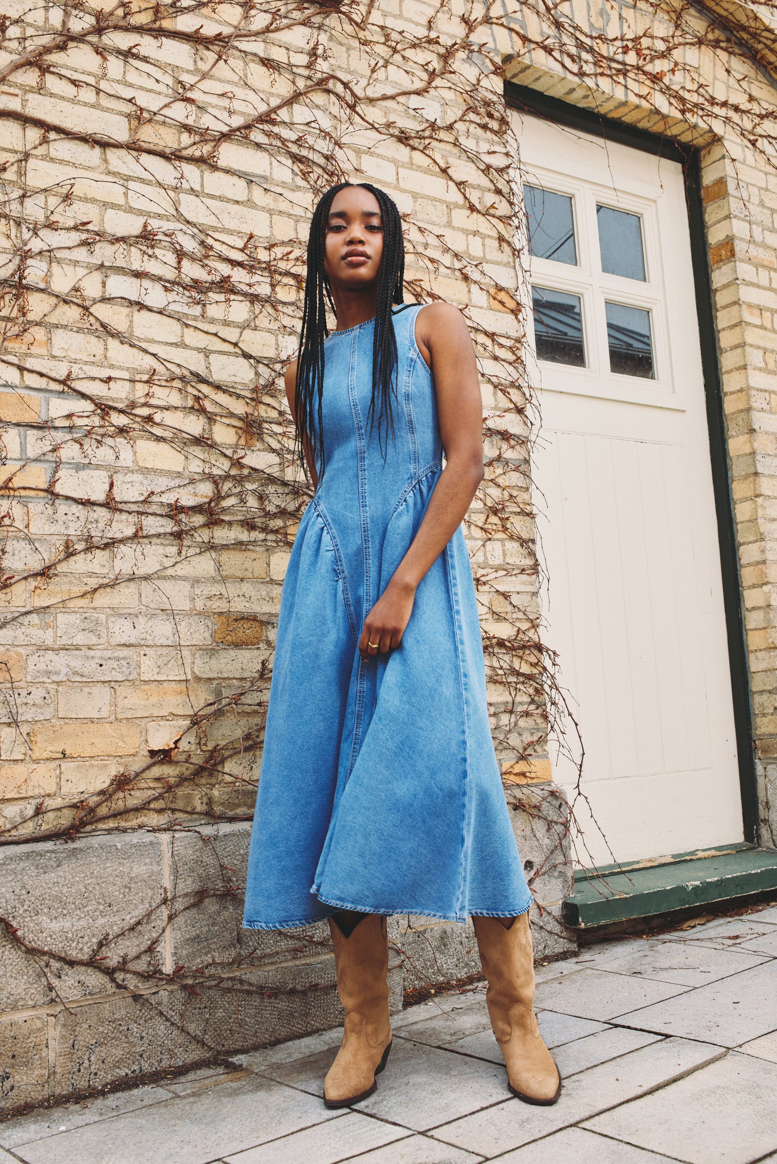 Corset-Style Denim Dress
