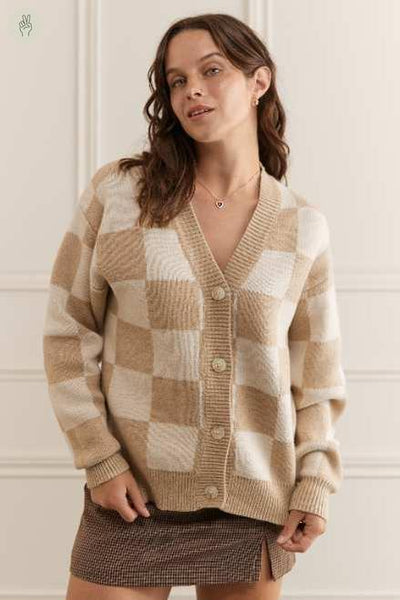 Cardigan ample à motifs - 8087 (Seconde Main)-Cardigan - Seconde main-Trove-Beige-S-8ed548b9-4125-4c00-a18a-3a439c55eaad-WOMANCE