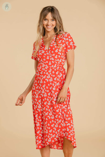 Robe porte-feuille à fleurs blanches (Seconde Main)-Recurate-Rouge-S-94a39d7c-cc91-4fa4-8d26-536a9bcaa84b-WOMANCE