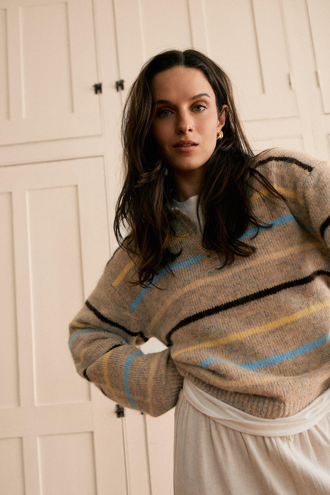 Venit color nep big polo pull ニット ヴェニット Polo Neck Knit Sweater - 8174 | Womance