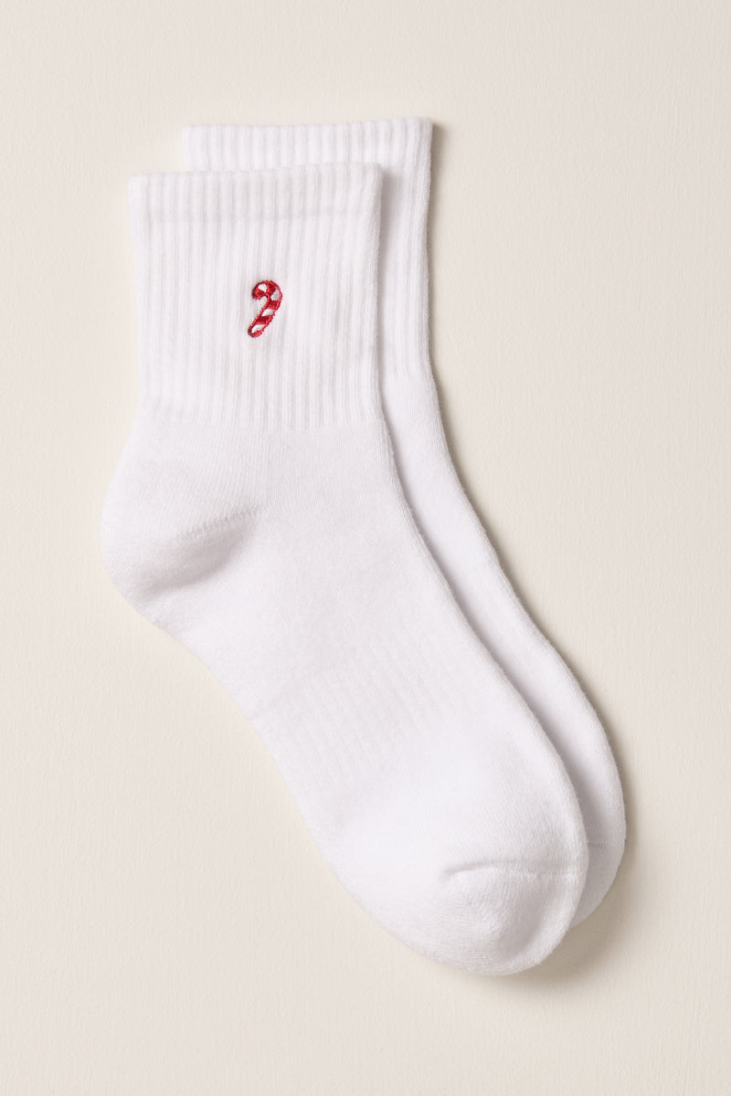 Bas broderie canne de bonbon - A0270