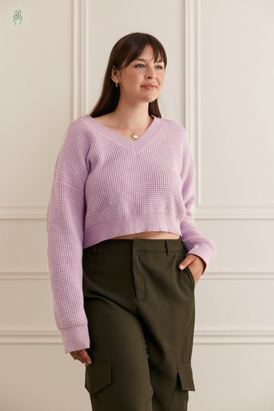 Chandail court en tricot - 8086 (Seconde Main)-Recurate-Lilas-L-425b258a-906a-40fe-9335-6156345e04d9-WOMANCE