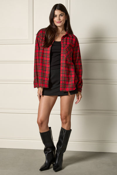 Plaid Shirt with Balloon Sleeves - 4050