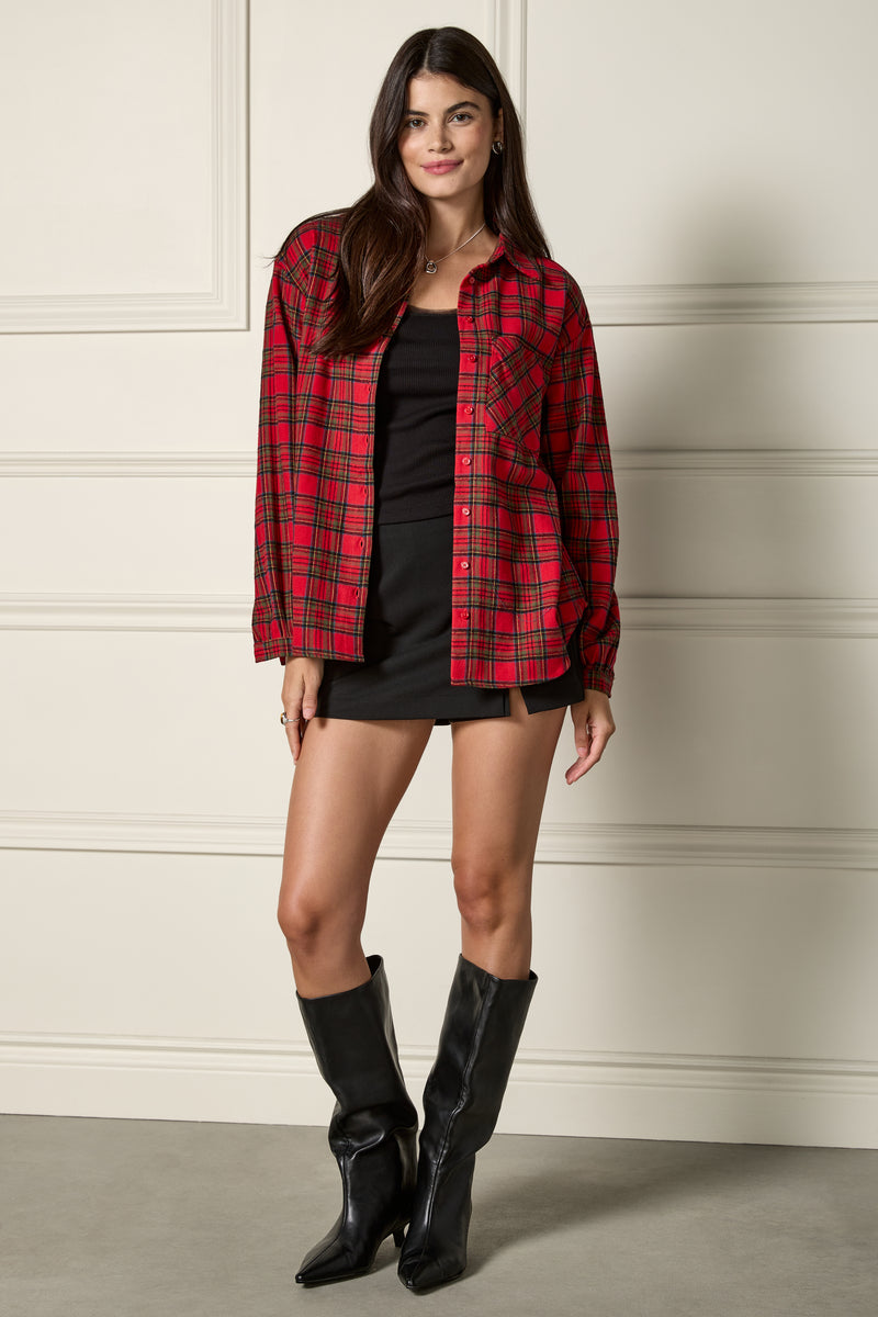 Plaid Shirt with Balloon Sleeves - 4050
