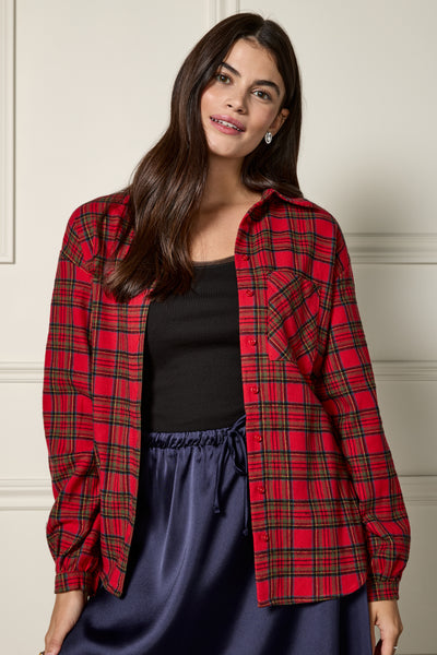 Plaid Shirt with Balloon Sleeves - 4050