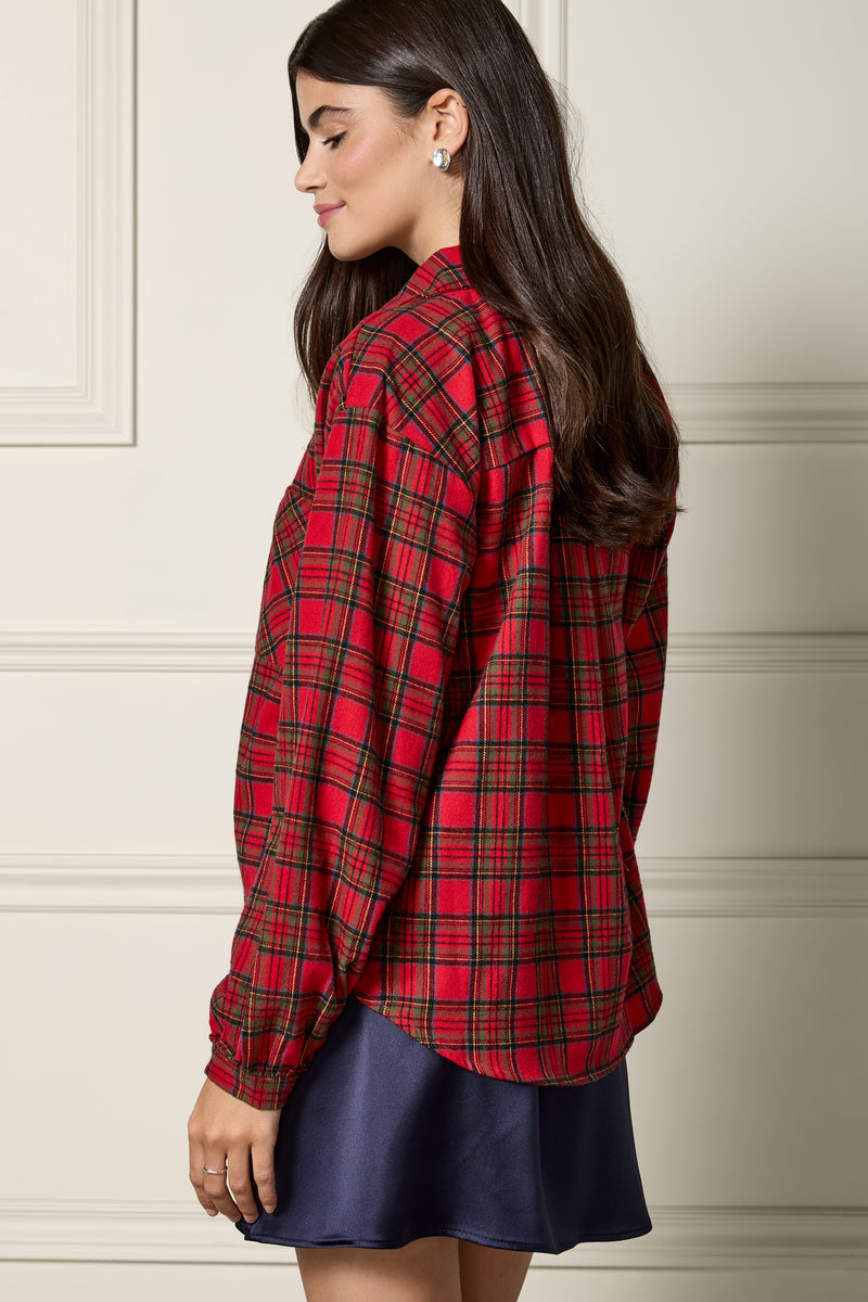Plaid Shirt with Balloon Sleeves - 4050