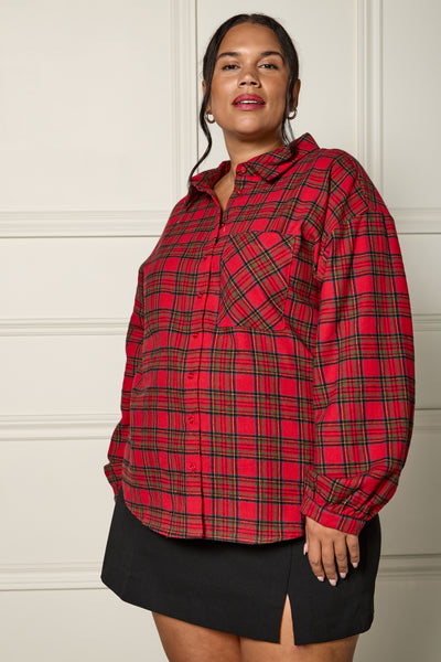 Plaid Shirt with Balloon Sleeves - 4050