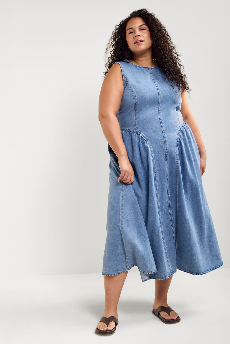 Corset-Style Denim Dress