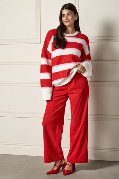 Loose-Fitting Striped Sweater - 8120
