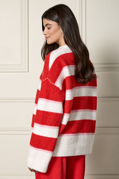 Loose-Fitting Striped Sweater - 8120