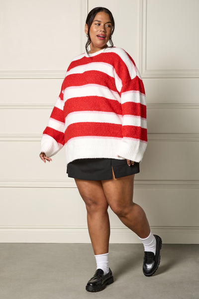 Loose-Fitting Striped Sweater - 8120