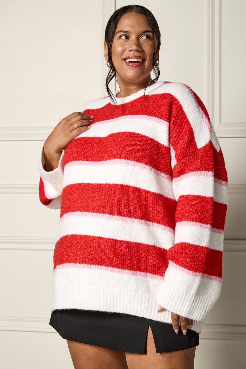 Loose-Fitting Striped Sweater - 8120