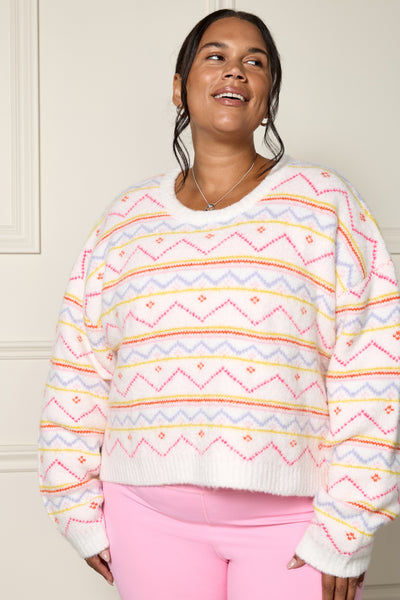 Loose-Fitting Patterned Sweater - 8151