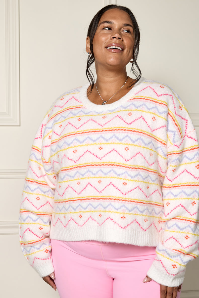 Loose-Fitting Patterned Sweater - 8151