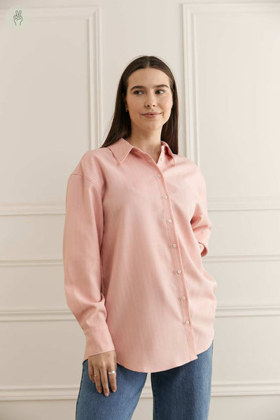 Chemise lignée ouverture au dos - 4057 (Seconde Main)-Recurate-Rose-M-66da0533-51e9-4f46-ada8-16a596cbf7a1-WOMANCE