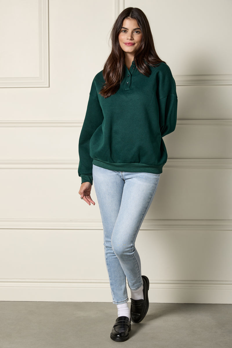 Loose-Fitting Polo Neck Sweater - 9116