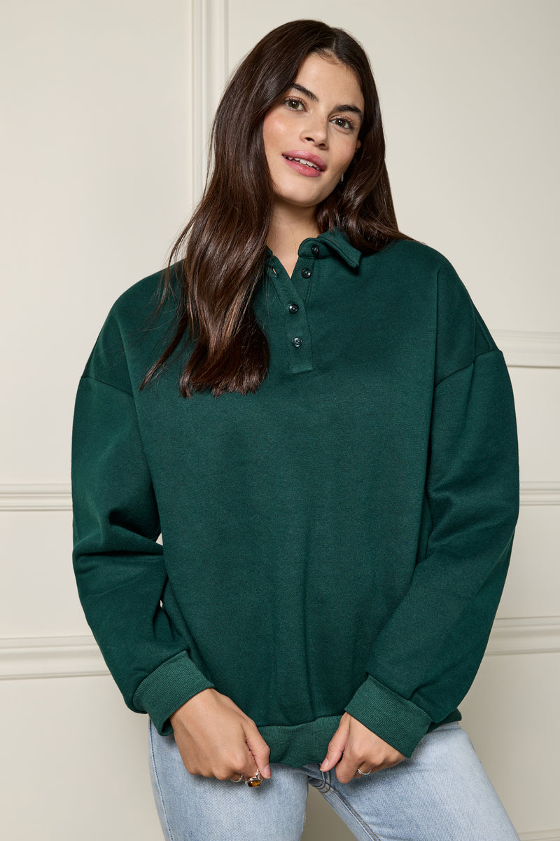Loose-Fitting Polo Neck Sweater - 9116