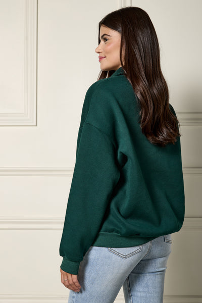Loose-Fitting Polo Neck Sweater - 9116