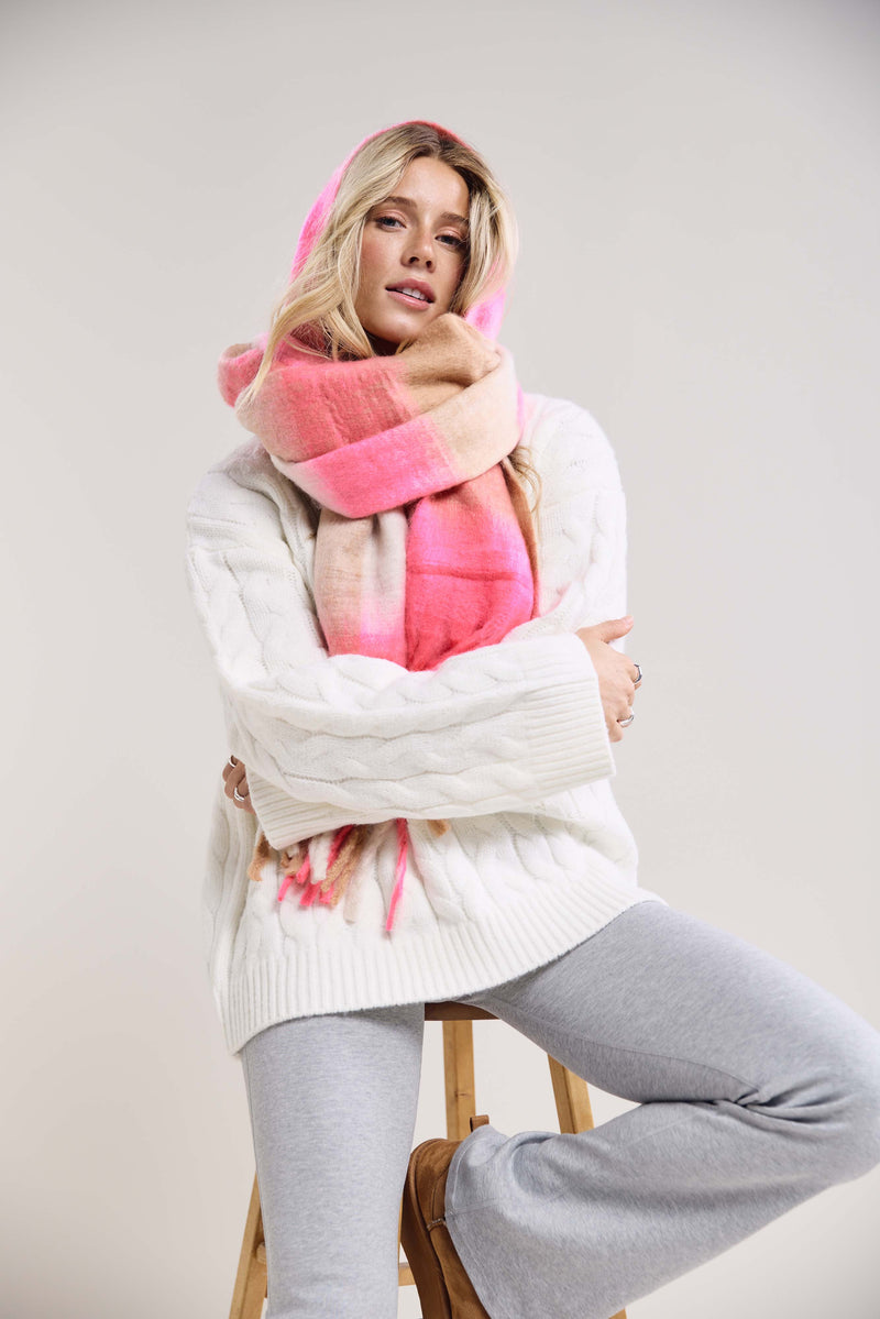 Foulard large à carreaux - A0275