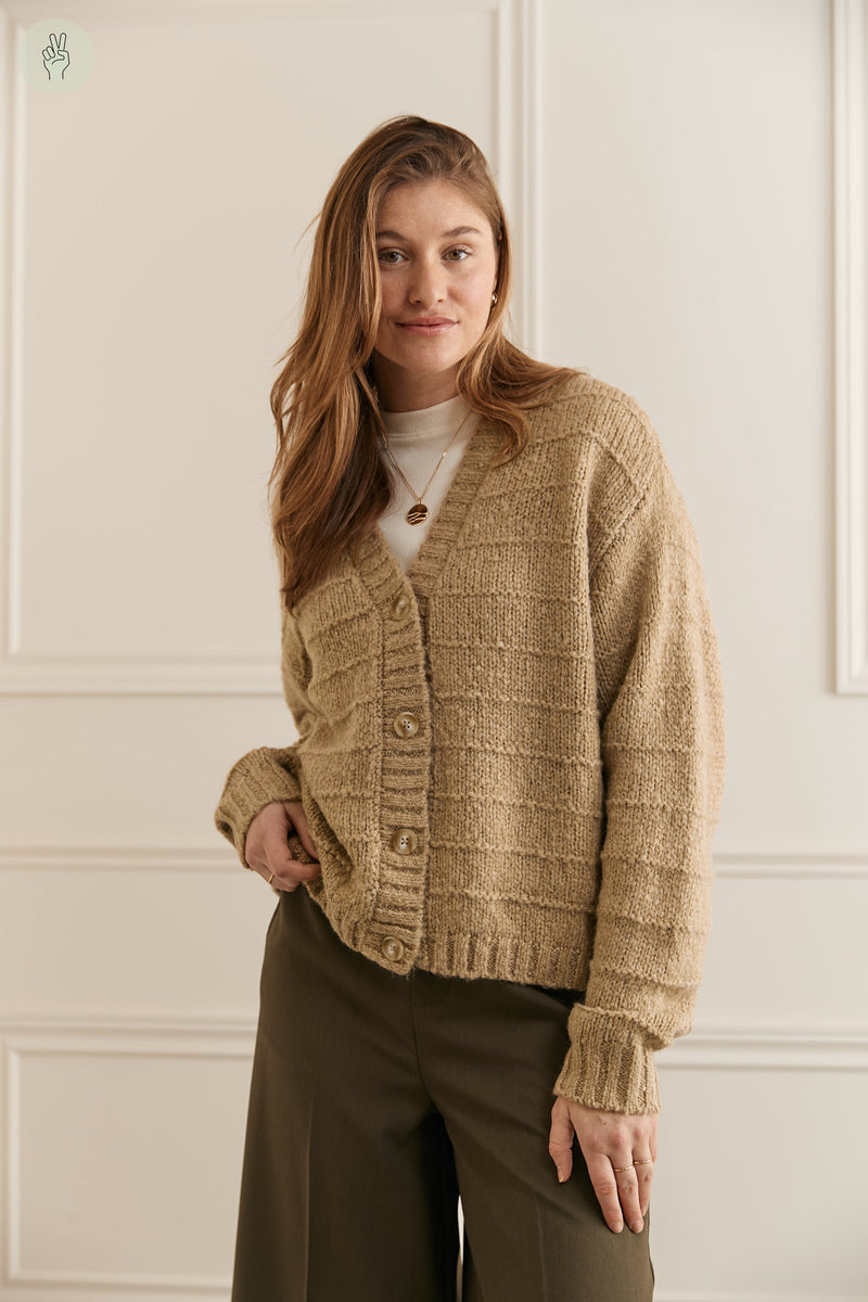 Cardigan texturé ligné - 8101 (Seconde Main)-Recurate-Beige-S-Marie_115184-WOMANCE