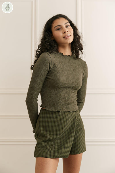 Chandail ajusté texturé - 9098 (Seconde Main)-Chandail-Trove-Kaki-1X-2f8494b2-ca56-4767-890a-147e00802734-WOMANCE