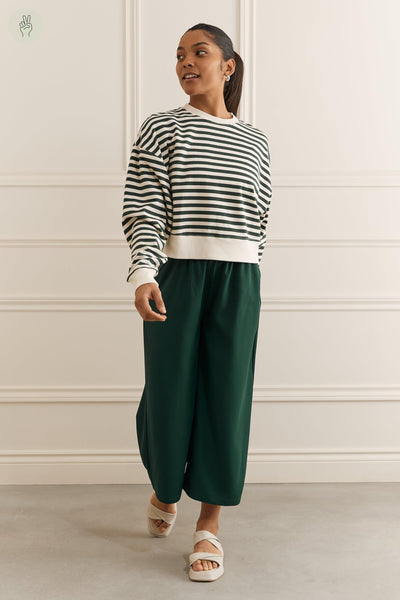 Crewneck ample rayé - 8107 (Seconde Main)-Chandail - Seconde main-Trove-Vert-XL-ee9b5989-cf1f-4d44-9038-9380a72fb570-WOMANCE