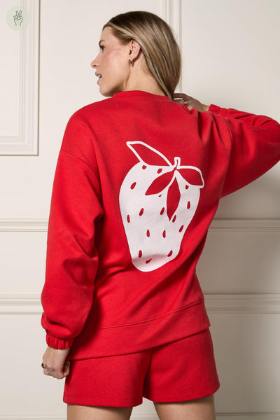 Crewneck ample - 9148 (Seconde Main)-Chandail - Seconde main-Trove-Rouge-M-ed735c8c-6aa2-4590-bc07-675a7b4dbb50-WOMANCE