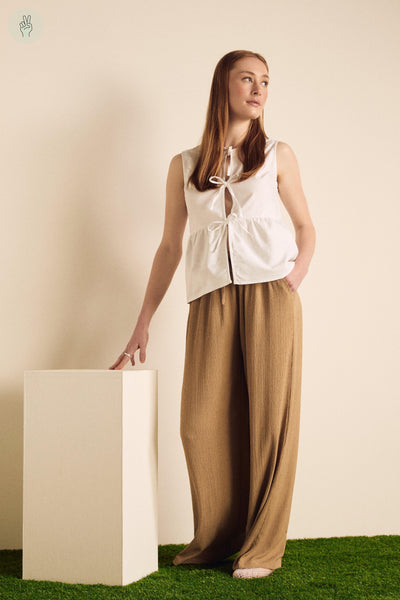 Pantalon fluide à jambe large - 5123 (Seconde Main)-Pantalon - Seconde main-Trove-Beige-L-b76929f2-89fb-4f15-8b1a-1e39ac980bd0-WOMANCE