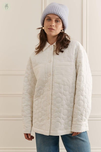 Manteau matelassé à motifs de fleurs - 1023 (Seconde Main)-Manteau - Seconde main-Trove-Crème-L-bf6799c6-de57-40d5-9fef-aee26c700e49-WOMANCE