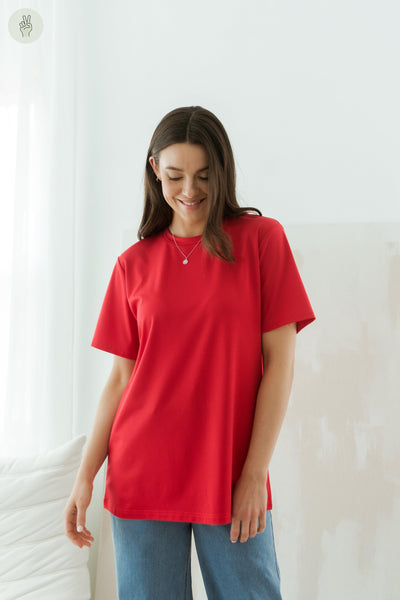 Oversized t-shirt 9050 (Seconde Main)-Chandail-Trove-Rouge-2X-703d43d5-54b3-4428-90b2-43b5b42aa188-WOMANCE