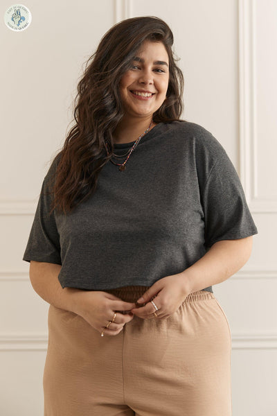 T-shirt court et ample - 9076 (Seconde Main)-Chandail - Seconde main-Trove-Gris-XL-25518ebe-7504-4fc8-b552-651d7c02102e-WOMANCE