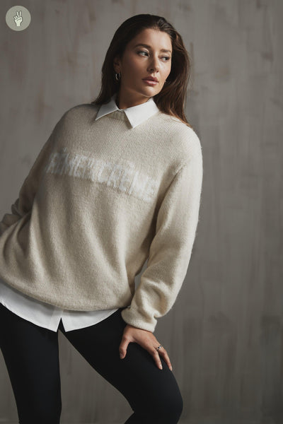 Tricot ample « crème de la crème » - 8117 (Seconde Main)-Chandail - Seconde main-Trove-Crème-M-45afa2c3-ca29-45bd-9793-a942da4e7a9b-WOMANCE