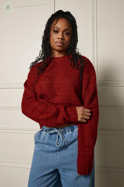 Tricot texturé ligné - 8127 (Seconde Main)-Chandail-Trove-rouge-M-2e336e3a-a989-48b9-8ac2-dbd774eea704-WOMANCE