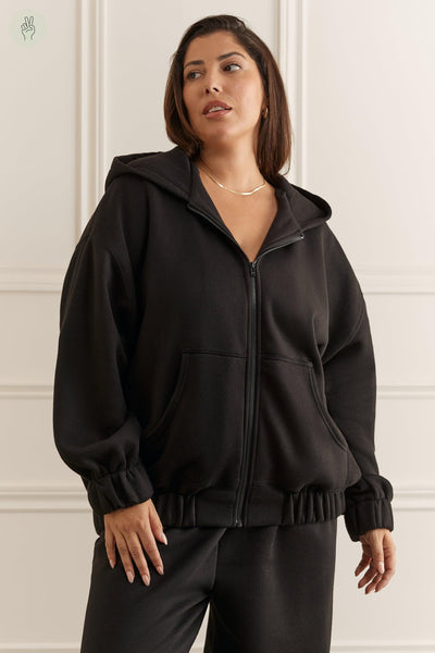 Veste à capuchon ample - 9122 (Seconde Main)-Veste et veston - Seconde main-Trove-Noir-S-b948d6a3-a97d-4d04-acb2-fa144154c62e-WOMANCE