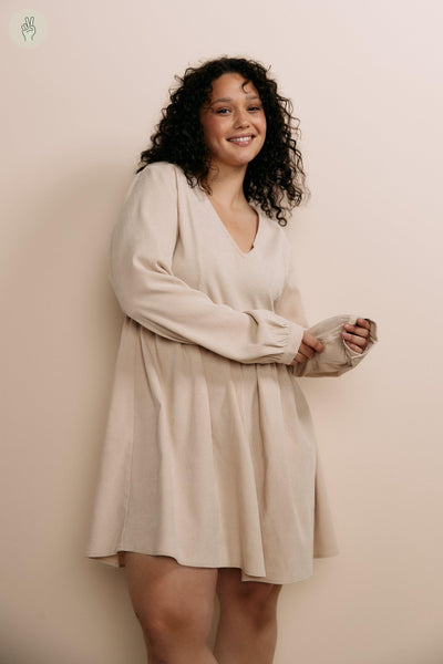 Robe courte en velours côtelé - 2108 (Seconde Main)-Robe-Trove-Crème-L-cdcdf96d-90ce-4497-815b-289751936d29-WOMANCE