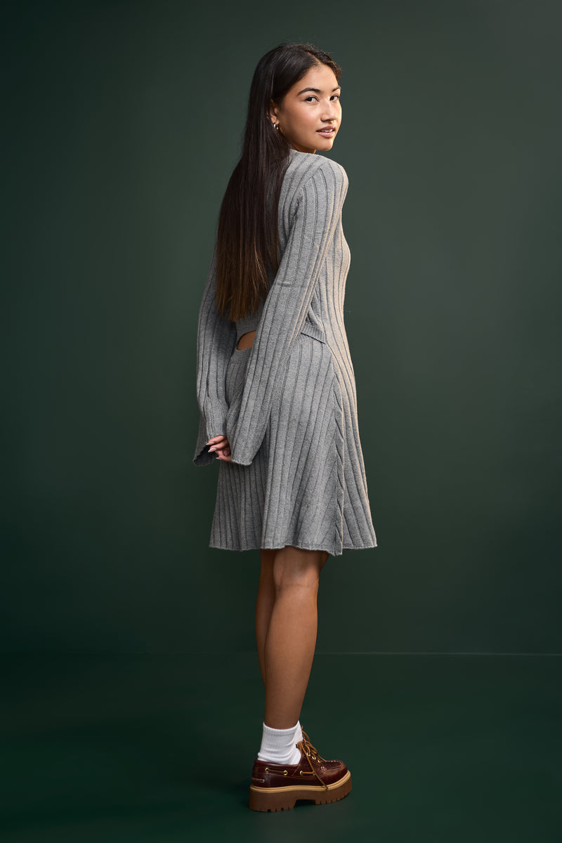 Flared Sleeve Mini Dress - 2202