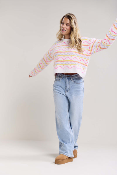 Loose-Fitting Patterned Sweater - 8151