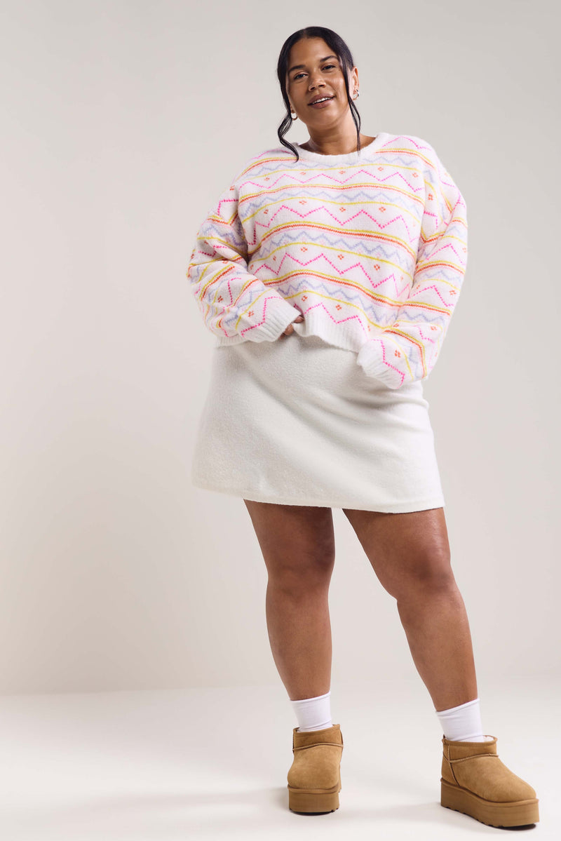 Loose-Fitting Patterned Sweater - 8151