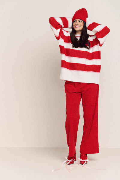 Loose-Fitting Striped Sweater - 8120