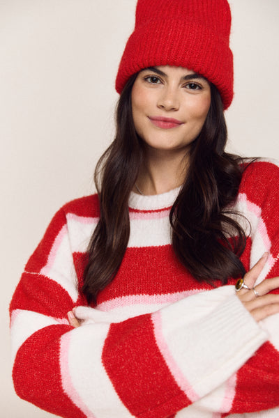 Loose-Fitting Striped Sweater - 8120