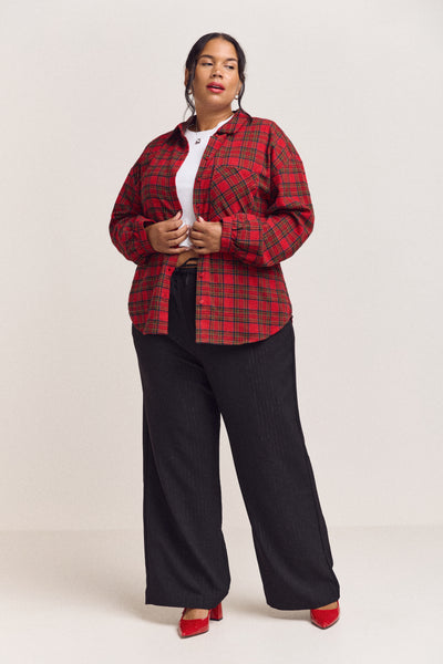 Plaid Shirt with Balloon Sleeves - 4050