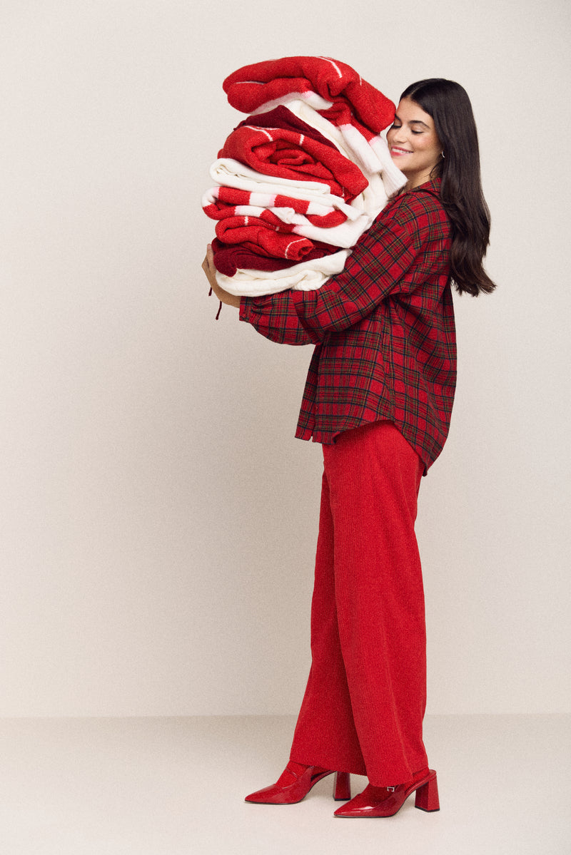 Plaid Shirt with Balloon Sleeves - 4050