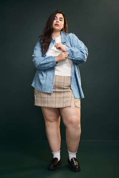 Chemise effet denim à fleurs - 4085