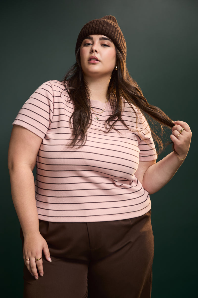 Cropped Ribbed T-Shirt - 9094