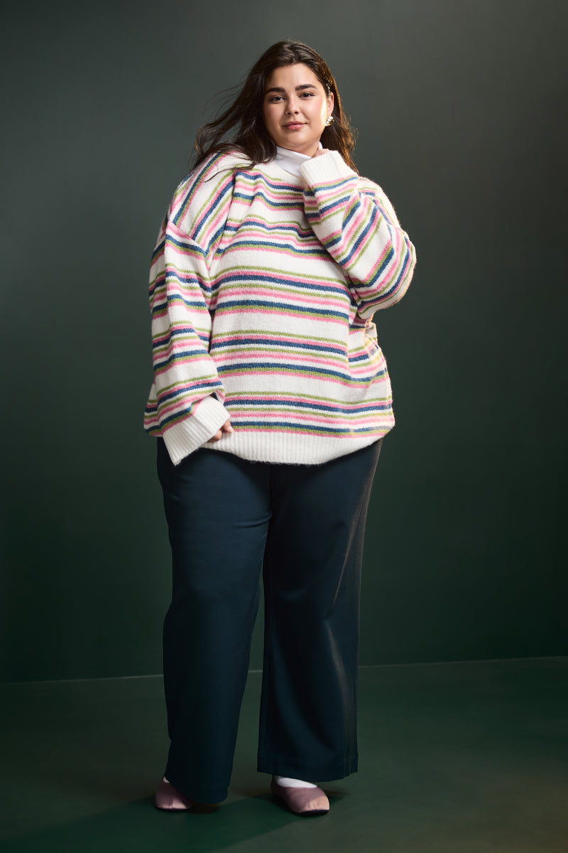 Oversized Striped Sweater - 8120