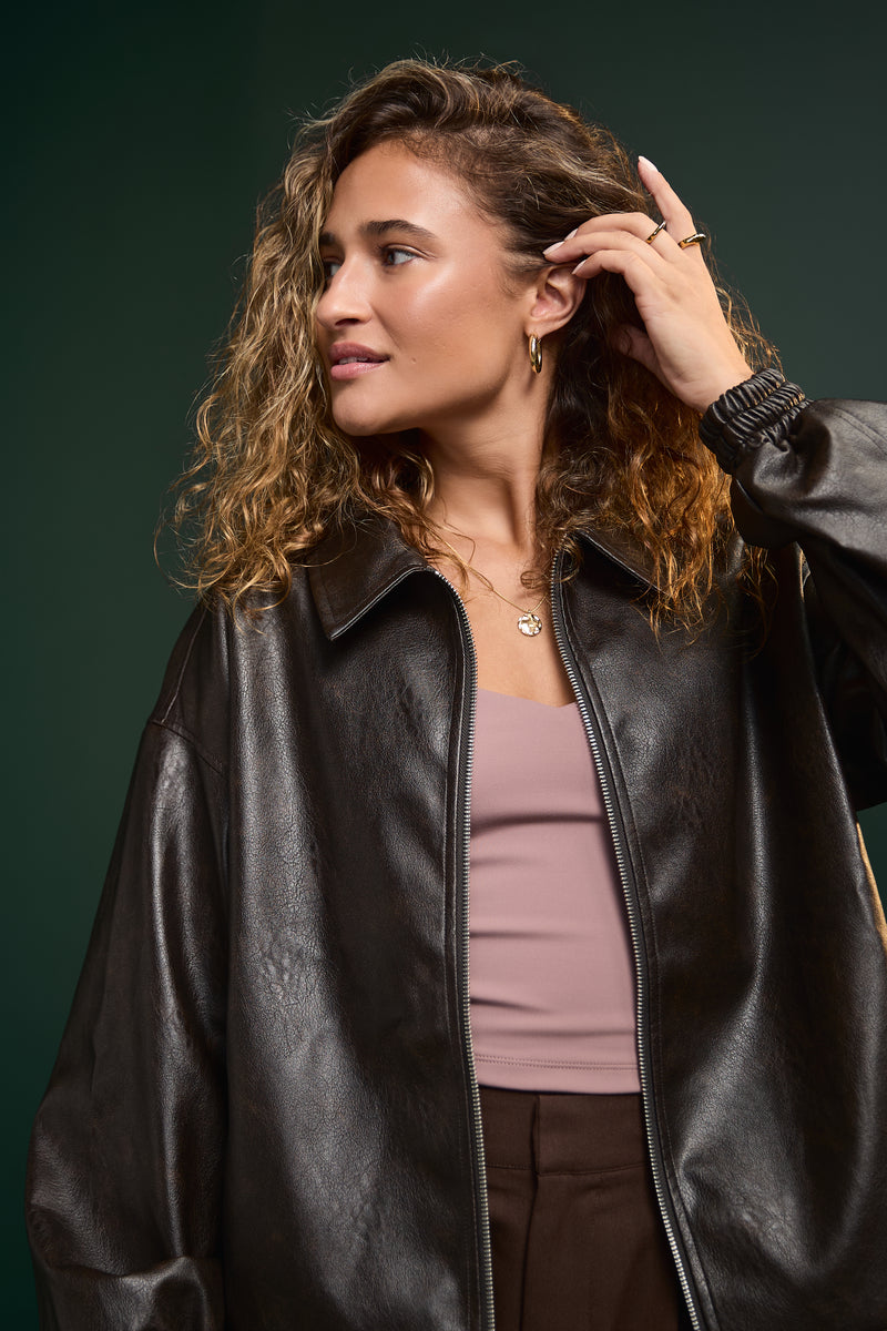 Faux Leather Jacket - 3027