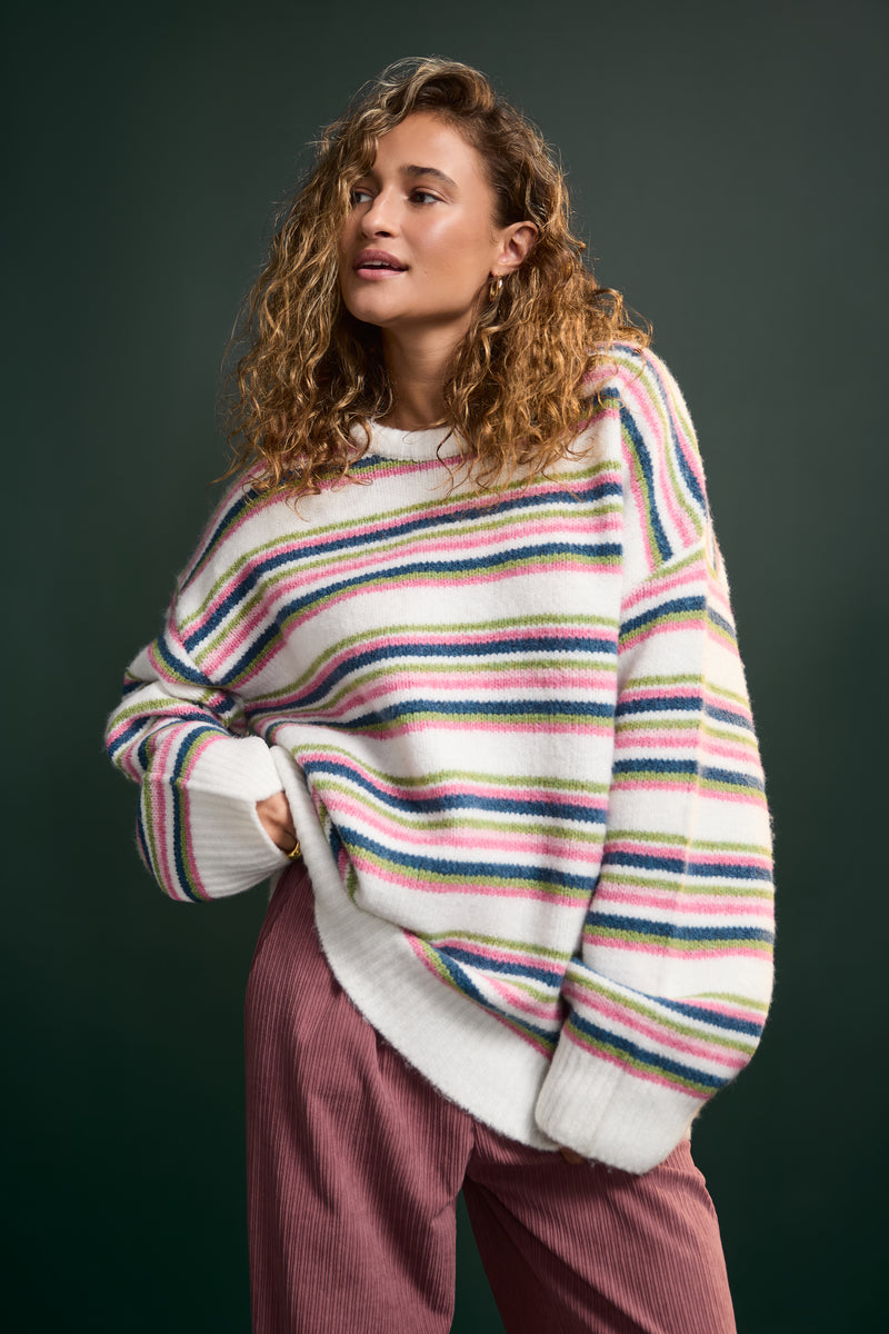 Oversized Striped Sweater - 8120