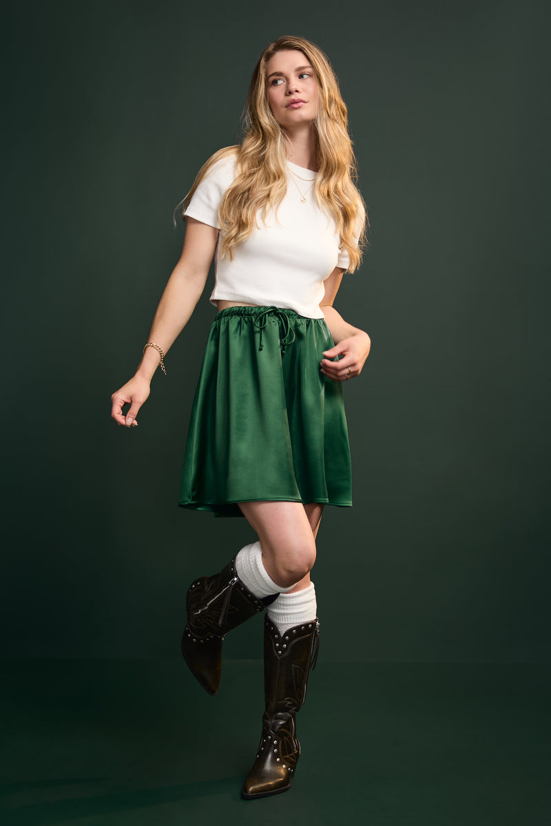 Short Satin Skirt - 6052