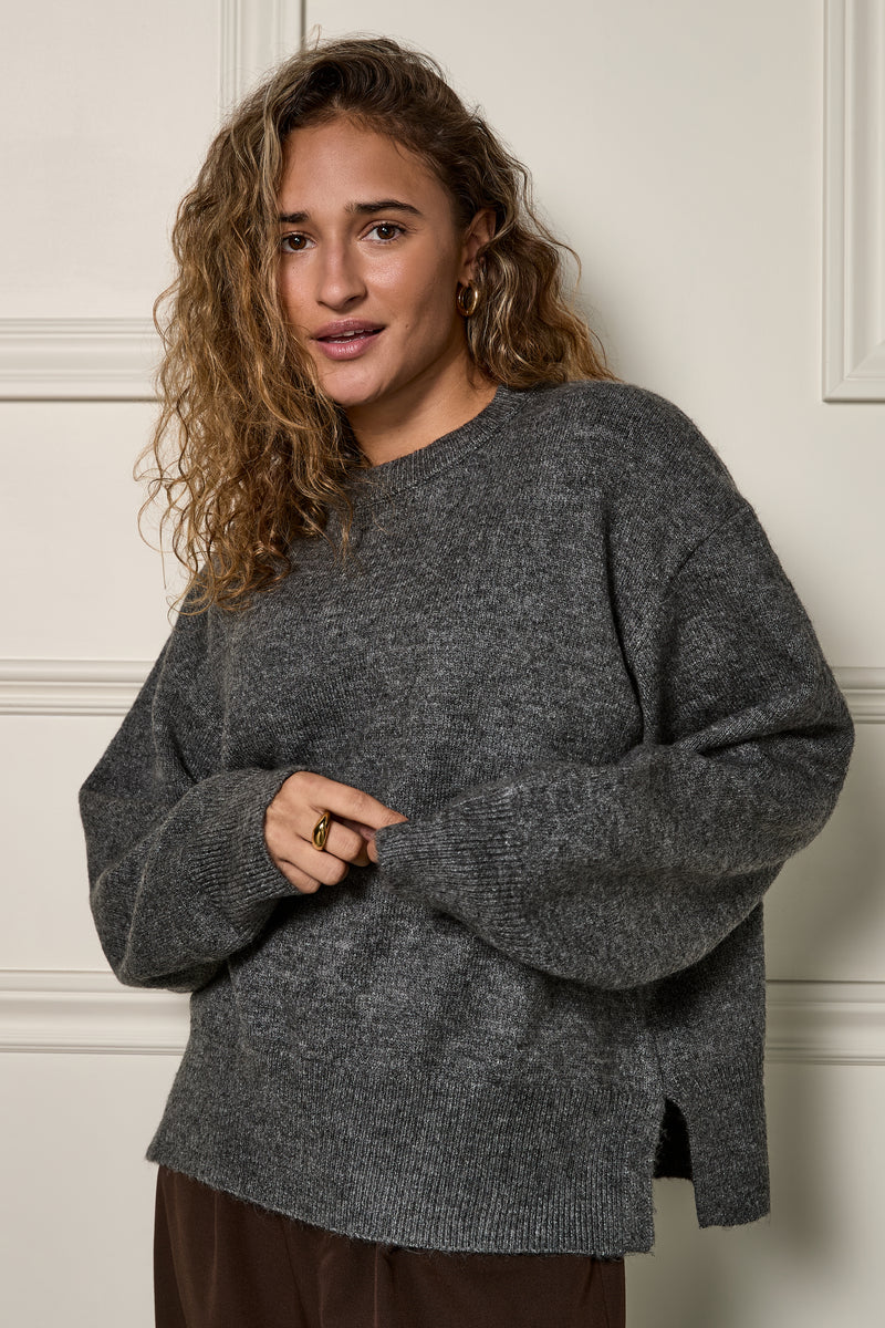 Knit Sweater with Side Slits - 8111