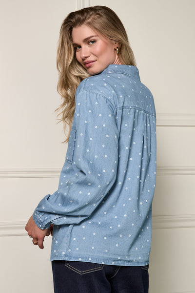 Chemise effet denim à fleurs - 4085